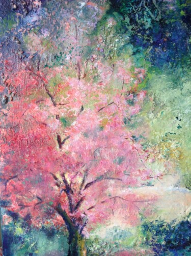 Peinture intitulée "Le prunus du square" par Roseline Chesserond, Œuvre d'art originale, Huile