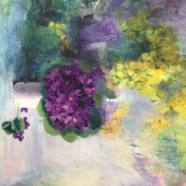 Ζωγραφική με τίτλο "Bouquet de violettes" από Roseline Chesserond, Αυθεντικά έργα τέχνης, Ακρυλικό