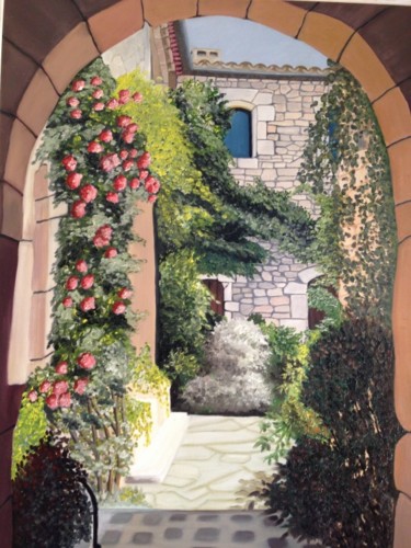 Peinture intitulée "Le Mas Provençal" par Roseline Pederencino Et Olivier Villella, Œuvre d'art originale, Huile