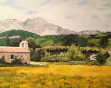 Painting titled "Chapelle Provençale" by Roseline Pederencino Et Olivier Villella, Original Artwork, Oil