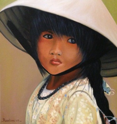 Painting titled "Thailandaise" by Roseline Pederencino Et Olivier Villella, Original Artwork, Oil