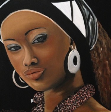 Peinture intitulée "Beauté Noire" par Roseline Pederencino Et Olivier Villella, Œuvre d'art originale, Huile
