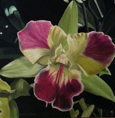Peinture intitulée "Orchidée" par Roseline Pederencino Et Olivier Villella, Œuvre d'art originale