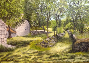 Painting titled "Maison de Campagne" by Roseline Pederencino Et Olivier Villella, Original Artwork, Oil