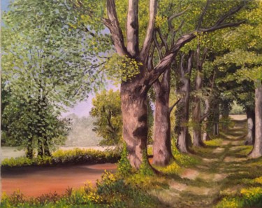 Peinture intitulée "Chemin de Campagne" par Roseline Pederencino Et Olivier Villella, Œuvre d'art originale, Huile