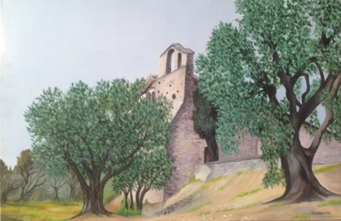 Peinture intitulée "Chapelle Provençale…" par Roseline Pederencino Et Olivier Villella, Œuvre d'art originale, Huile