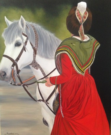 Peinture intitulée "Arlésienne et Son C…" par Roseline Pederencino Et Olivier Villella, Œuvre d'art originale, Huile
