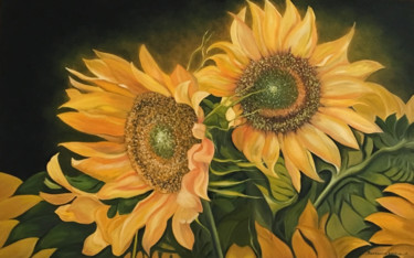 Painting titled "Girasoli (Tournesol…" by Roseline Pederencino Et Olivier Villella, Original Artwork, Oil