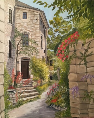 Painting titled "Ruelle Provençale" by Roseline Pederencino Et Olivier Villella, Original Artwork, Oil
