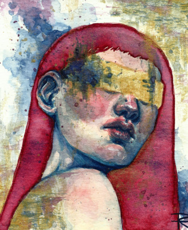 Painting titled "Vendada" by Roselin Estephanía, Original Artwork, Watercolor