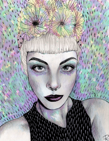图画 标题为“Mourning flower” 由Roselin Estephanía, 原创艺术品, 铅笔