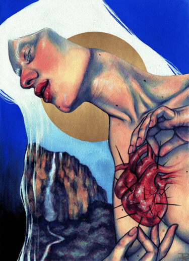 Malerei mit dem Titel "Hasta la raíz" von Roselin Estephanía, Original-Kunstwerk, Aquarell