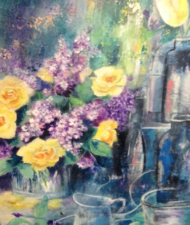 Malerei mit dem Titel "Bouquet de printemps" von Roseline Chesserond, Original-Kunstwerk, Acryl