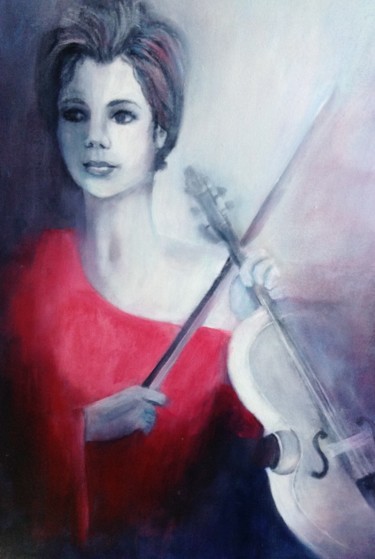 Peinture intitulée "La leçon de violon." par Roseline Chesserond, Œuvre d'art originale, Acrylique
