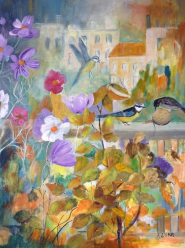 Peinture intitulée "L'automne au balcon" par Roseline Chesserond, Œuvre d'art originale, Acrylique