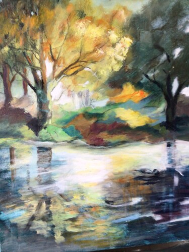 Painting titled "Lac st James" by Roseline Chesserond, Original Artwork, Acrylic