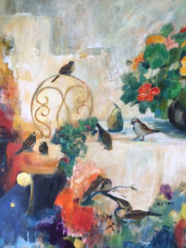 Pintura titulada "Les moineaux sont d…" por Roseline Chesserond, Obra de arte original, Acrílico