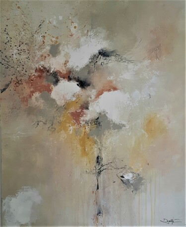 Painting titled "Délicatement, s'env…" by Roselyne Dupetitpre, Original Artwork, Acrylic Mounted on Wood Stretcher frame