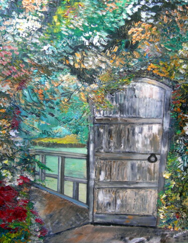Pintura intitulada "le portail ouvert" por Roselyne Halluin, Obras de arte originais