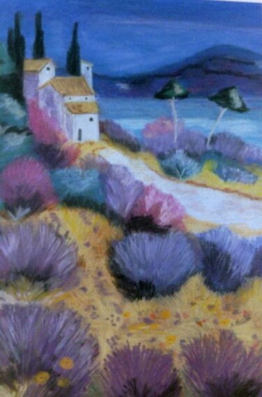 Peinture intitulée "paysage provençal" par Roselyne Halluin, Œuvre d'art originale