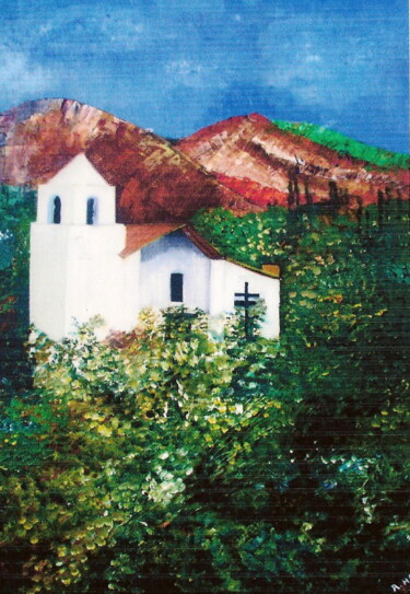 Malerei mit dem Titel "la Chapelle de Purm…" von Roselyne Halluin, Original-Kunstwerk