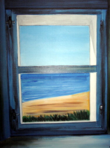 Peinture intitulée "A travers la fenêtre" par Roselyne Halluin, Œuvre d'art originale, Autre