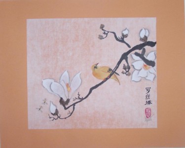 Peinture intitulée "Magnolia blanc" par Roselyne Pegeault, Œuvre d'art originale