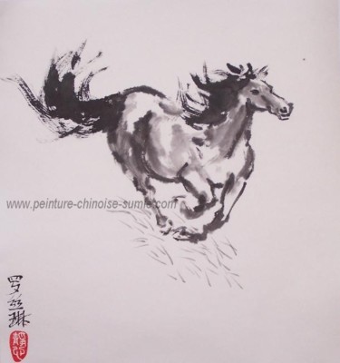 Pintura titulada "cheval au galop" por Roselyne Pegeault, Obra de arte original, Oleo