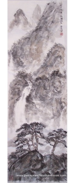 Peinture intitulée "Vue sur la cascade…" par Roselyne Pegeault, Œuvre d'art originale