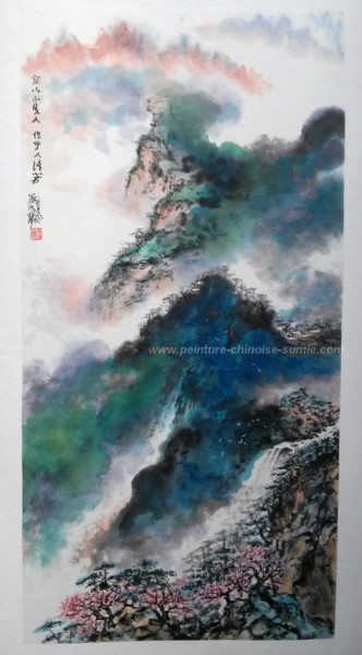 Peinture intitulée "Montagnes en Majesté" par Roselyne Pegeault, Œuvre d'art originale, Aquarelle