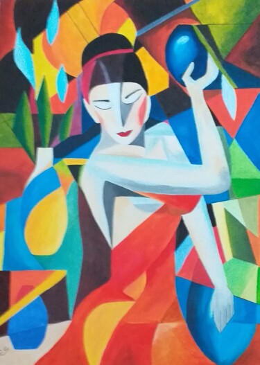 Peinture intitulée "Belle femme, très c…" par Roselyne Quinchon/Creff, Œuvre d'art originale, Acrylique