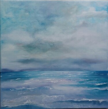 Peinture intitulée "mer belle à peu agi…" par Roselyne Rollant (Evarose), Œuvre d'art originale, Huile