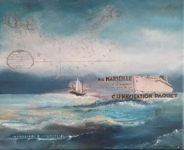 Painting titled "Croisières" by Roselyne Rollant (Evarose), Original Artwork, Oil