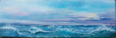 Painting titled "Mer panoramique" by Roselyne Rollant (Evarose), Original Artwork, Acrylic