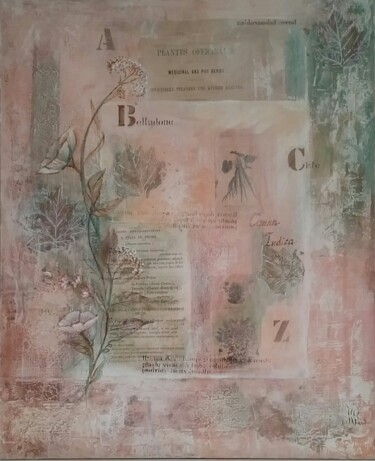 Malerei mit dem Titel "Abécédaire botanique" von Roselyne Rollant (Evarose), Original-Kunstwerk, Acryl
