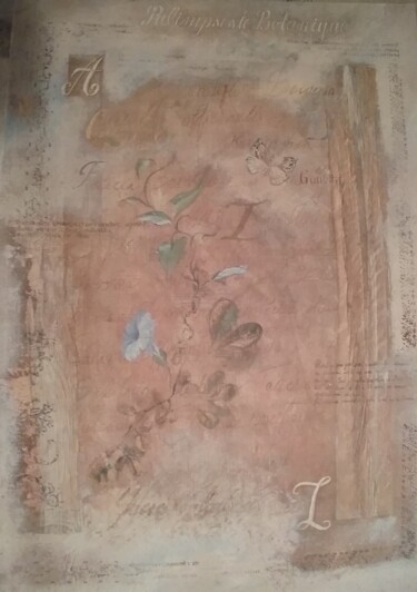 Malarstwo zatytułowany „Palimpseste botaniq…” autorstwa Roselyne Rollant (Evarose), Oryginalna praca, Akryl