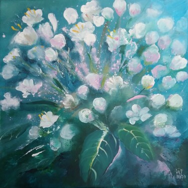 Painting titled "Spring" by Roselyne Rollant (Evarose), Original Artwork, Acrylic Mounted on Wood Stretcher frame