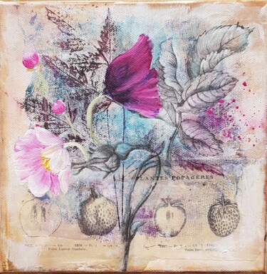 Peinture intitulée "Mémoire de jardin" par Roselyne Rollant (Evarose), Œuvre d'art originale, Acrylique Monté sur Châssis en…