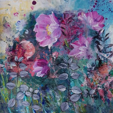 Peinture intitulée "Dans le jardin" par Roselyne Rollant (Evarose), Œuvre d'art originale, Huile