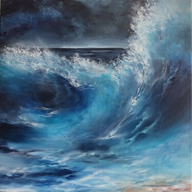 Peinture intitulée "Wave" par Roselyne Rollant (Evarose), Œuvre d'art originale, Huile Monté sur Châssis en bois
