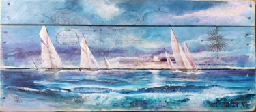"Cap au sud 3" başlıklı Tablo Roselyne Rollant (Evarose) tarafından, Orijinal sanat, Akrilik Ahşap panel üzerine monte edilm…