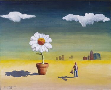 Pittura intitolato "Fleur des sables" da Roselyne Schwarz, Opera d'arte originale, Olio