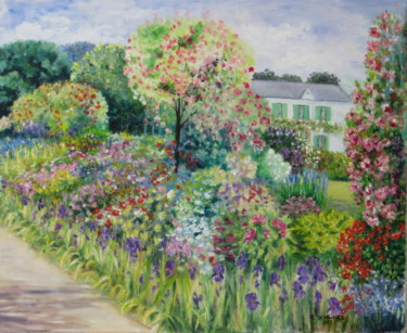 Painting titled "Le printemps à Give…" by Roselyne Schwarz, Original Artwork, Oil