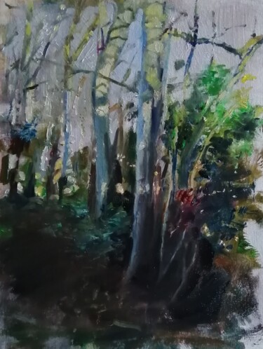 Malerei mit dem Titel "Woods" von Rosemary Burn, Original-Kunstwerk, Öl