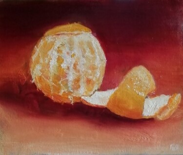 Painting titled "End of an orange" by Rosemary Burn, Original Artwork, Oil