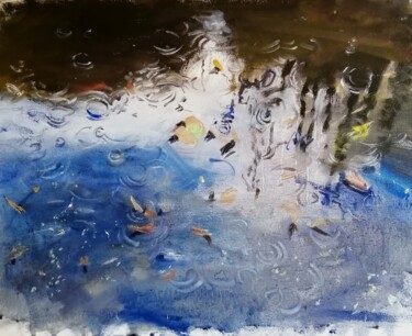 Malerei mit dem Titel "23 raindrops" von Rosemary Burn, Original-Kunstwerk, Öl