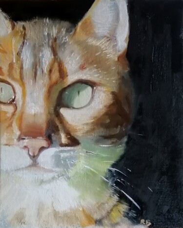 Ζωγραφική με τίτλο "Cat's eyes" από Rosemary Burn, Αυθεντικά έργα τέχνης, Λάδι