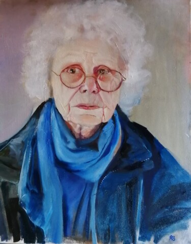 Painting titled "Angela's scarf" by Rosemary Burn, Original Artwork, Oil