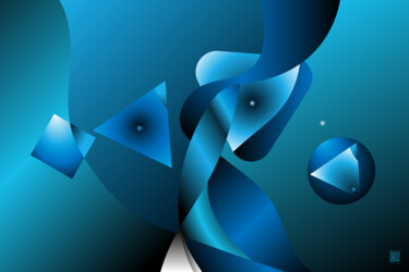 Digitale Kunst getiteld "'Shaping Blue' - 23…" door Rosemary Collard, Origineel Kunstwerk, 2D Digital Work