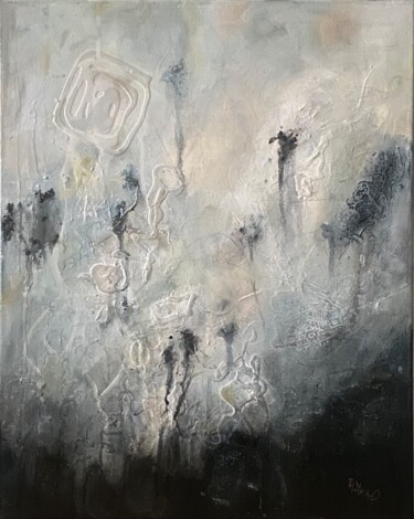 Painting titled "Inky Black Skies" by Rosemary Michel, Original Artwork, Acrylic Mounted on Wood Stretcher frame
